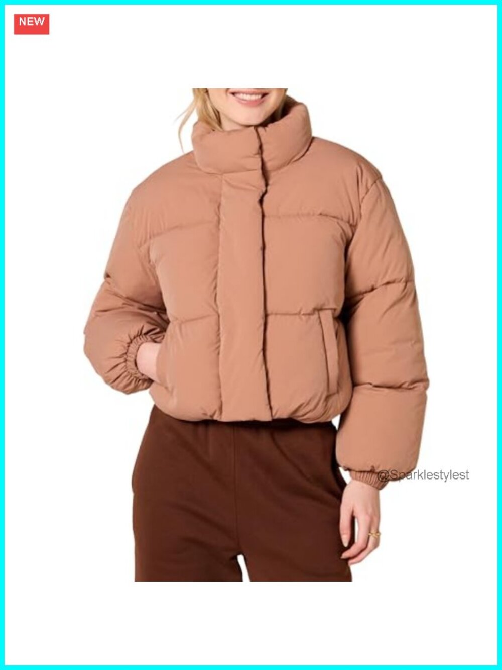 Women's Cropped Full-Zip Puffer Jacket Quilted Water-Resistant